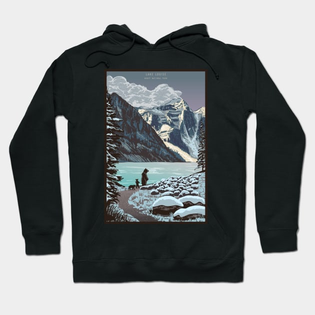 Retro Lake Louise Travel Poster Hoodie by SFDesignstudio